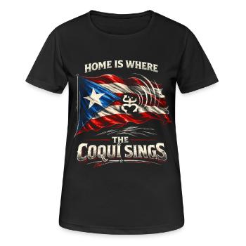 La maison boricua portoricaine est l’endroit où le coqui chante - T-shirt respirant Femme - noir - Devant - AI Model Female 172 light (172cm)