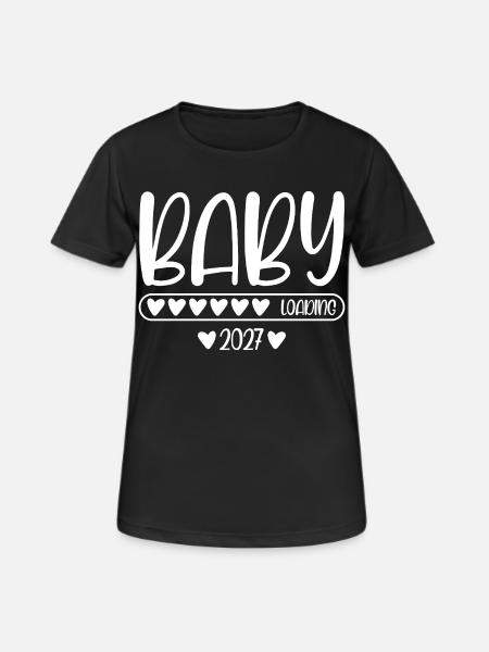 Baby 2027 loading - Frauen T-Shirt atmungsaktiv - Schwarz