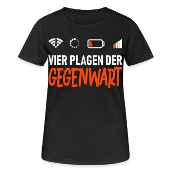 Science Coder VIER PLAGEN DER GEGENWART LUSTIG - Frauen T-Shirt atmungsaktiv - Schwarz - Vorne - AI Model Female 172 light (172cm)