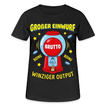 Großer Einwurf Winziger Output - Frauen T-Shirt atmungsaktiv - Schwarz - Vorne - AI Model Female 172 light (172cm)