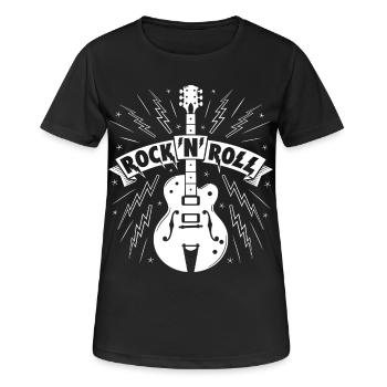 Rock'N'Roll Banner with Guitar - Women's Breathable T-Shirt - black - Front - AI Model Female 172 light (172cm)