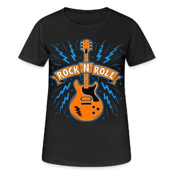 Rock'N'Roll Banner with Guitar - Women's Breathable T-Shirt - black - Front - AI Model Female 172 light (172cm)