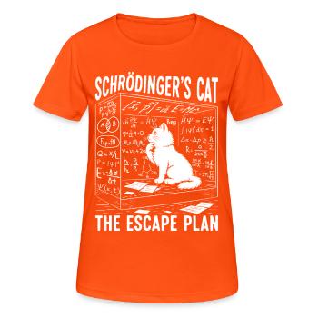 Schrödingers Cat The Escape Plan - Frauen T-Shirt atmungsaktiv - Neonorange - Vorne - AI Model Female 172 dark (172cm)