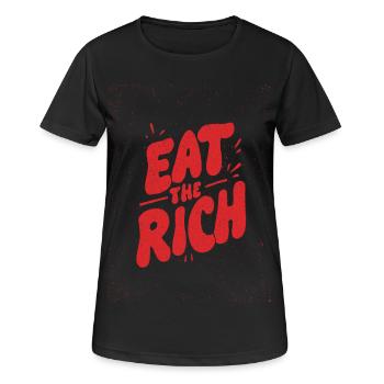 Eat the Rich Graffiti - Frauen T-Shirt atmungsaktiv - Schwarz - Vorne - AI Model Female 172 light (172cm)