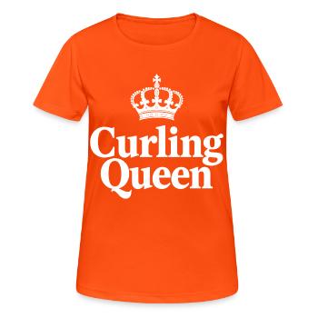 Curling Queen - Die Königin auf dem Eis - Frauen T-Shirt atmungsaktiv - Neonorange - Vorne - AI Model Female 172 dark (172cm)