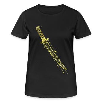 Katana d’Or Samouraï - T-shirt respirant Femme - noir - Devant - AI Model Female 172 light (172cm)