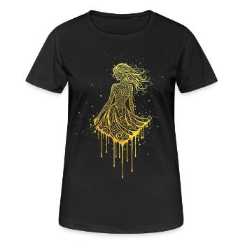Elegant Woman Gold Ornament Art - Women's Breathable T-Shirt - black - Front - AI Model Female 172 light (172cm)
