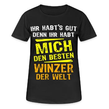 Don du vigneron - T-shirt respirant Femme - noir - Devant - AI Model Female 172 light (172cm)