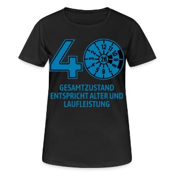HU mars 2026 - 40 ans - cadeau d’anniversaire - T-shirt respirant Femme - noir - Devant - AI Model Female 172 light (172cm)