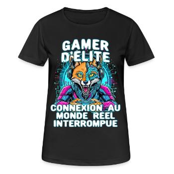 Elite gamer, humor, video game, geek gaming, console - Women's Breathable T-Shirt - black - Front - AI Model Female 172 light (172cm)