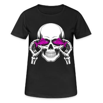 Skull and crossbones with fish - Women's Breathable T-Shirt - black - Front - AI Model Female 172 light (172cm)