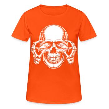 Skull with Fish Eyes - Women's Breathable T-Shirt - neon orange - Front - AI Model Female 172 dark (172cm)
