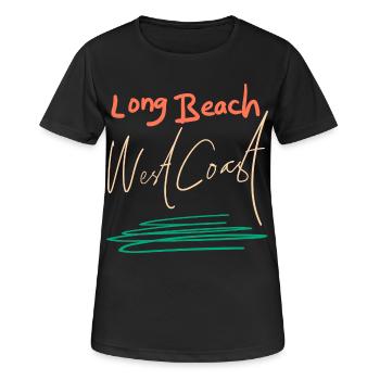 Ambiance Retro Sunset de la côte Ouest de Long Beach - T-shirt respirant Femme - noir - Devant - AI Model Female 172 light (172cm)