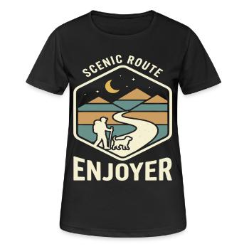 Scenic Route Enjoyer Wander Motif - Women's Breathable T-Shirt - black - Front - AI Model Female 172 light (172cm)