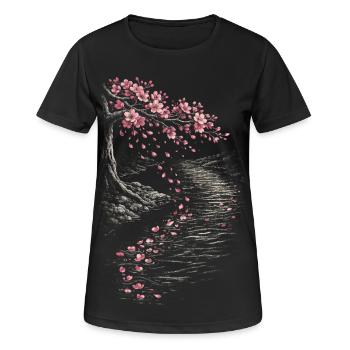 Fleurs de cerisier Sakura Fleurs de cerisier - T-shirt respirant Femme - noir - Devant - AI Model Female 172 light (172cm)