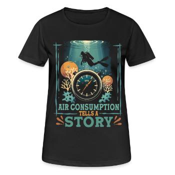 Diver Recreational Diving Air Consumption Tells A Story - Women's Breathable T-Shirt - black - Front - AI Model Female 172 light (172cm)