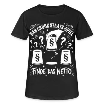 Das Große Staats Spiel - Frauen T-Shirt atmungsaktiv - Schwarz - Vorne - AI Model Female 172 light (172cm)