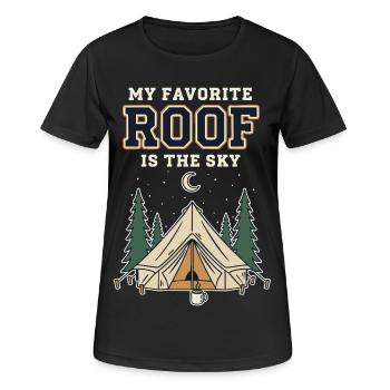 Camping Tente Humour Favorite Roof Is The Sky - Women's Breathable T-Shirt - black - Front - AI Model Female 172 light (172cm)