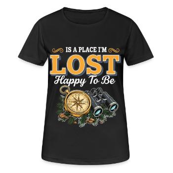 Camping Adventure Humor Lost Happy To Be Vintage - Women's Breathable T-Shirt - black - Front - AI Model Female 172 light (172cm)