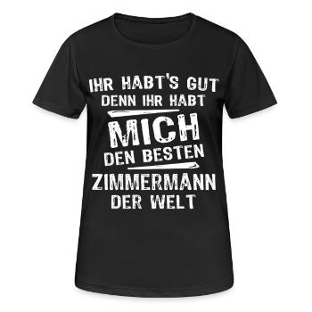 Zimmermann - Frauen T-Shirt atmungsaktiv - Schwarz - Vorne - AI Model Female 172 light (172cm)