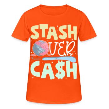 Stash Over Cash Crochet - Women's Breathable T-Shirt - neon orange - Front - AI Model Female 172 dark (172cm)