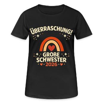 Überraschung! Große Schwester 2026 - Frauen T-Shirt atmungsaktiv - Schwarz - Vorne - AI Model Female 172 light (172cm)