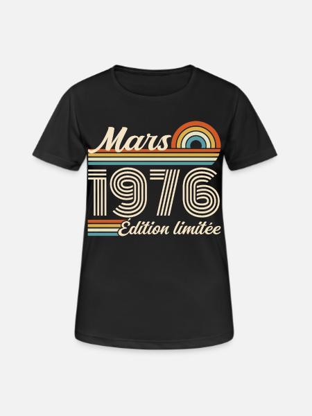 50th Birthday Gift - Born in March 1976 - Women's Breathable T-Shirt - black