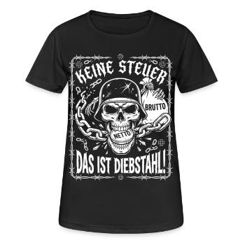 Keine Steuer Das Ist Diebstahl, Totenkopf - Frauen T-Shirt atmungsaktiv - Schwarz - Vorne - AI Model Female 172 light (172cm)