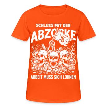 Mettez fin à l’arnaque : le travail en vaut la peine - T-shirt respirant Femme - orange néon - Devant - AI Model Female 172 dark (172cm)