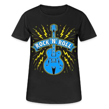 Guitar Rock 'N' Roll Banner - Frauen T-Shirt atmungsaktiv - Schwarz - Vorne - AI Model Female 172 light (172cm)
