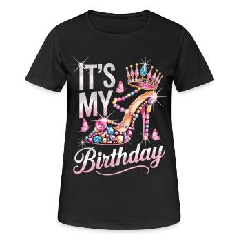 T-shirt Princesse Couronne pour fête d’anniversaire - T-shirt respirant Femme - noir - Devant - AI Model Female 172 light (172cm)