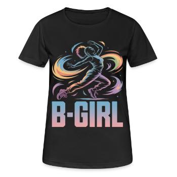 B-Girl Breakdance Streetstyle Retro Design - Frauen T-Shirt atmungsaktiv - Schwarz - Vorne - AI Model Female 172 light (172cm)