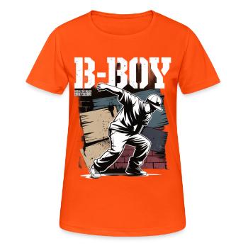 B-Boy Breakdance Streetstyle Breakdancer - Frauen T-Shirt atmungsaktiv - Neonorange - Vorne - AI Model Female 172 dark (172cm)