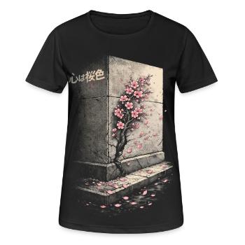 Fleurs de cerisier Sakura Fleurs de cerisier - T-shirt respirant Femme - noir - Devant - AI Model Female 172 light (172cm)