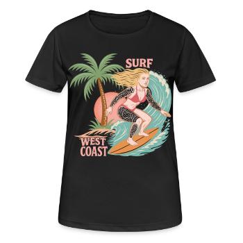 Surf sur la côte ouest - T-shirt respirant Femme - noir - Devant - AI Model Female 172 light (172cm)