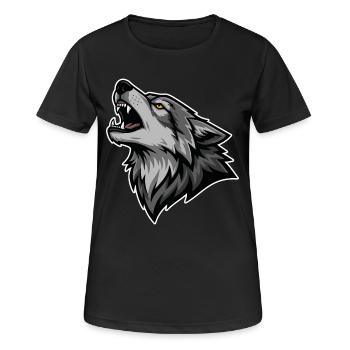 Grauer Wolf heult Wildmond-Wolf-Logo - Frauen T-Shirt atmungsaktiv - Schwarz - Vorne - AI Model Female 172 light (172cm)