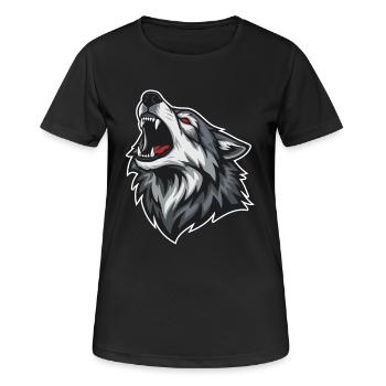 Wild Wolf Heult Rotaugen-Maskottchen Wolf Maskottchen - Frauen T-Shirt atmungsaktiv - Schwarz - Vorne - AI Model Female 172 light (172cm)