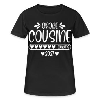 Große Cousine 2027 loading - Frauen T-Shirt atmungsaktiv - Schwarz - Vorne - AI Model Female 172 light (172cm)