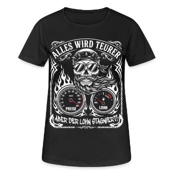 Alles Wird Teurer Aber Der Lohn Stagniert - Frauen T-Shirt atmungsaktiv - Schwarz - Vorne - AI Model Female 172 light (172cm)