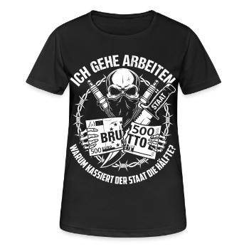 Ich Gehe Arbeiten Warum Kassiert Der Staat - Frauen T-Shirt atmungsaktiv - Schwarz - Vorne - AI Model Female 172 light (172cm)