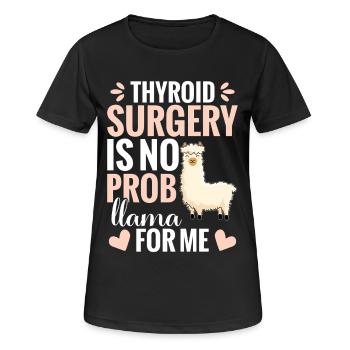 Articles de récupération pour la chirurgie thyroïdienne Lama Fan thyroïde - T-shirt respirant Femme - noir - Devant - AI Model Female 172 light (172cm)