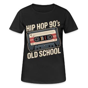 Hip Hop 90s Old School Kassette - Frauen T-Shirt atmungsaktiv - Schwarz - Vorne - AI Model Female 172 light (172cm)