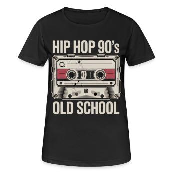 Hip Hop 90s Old School Kassette - Frauen T-Shirt atmungsaktiv - Schwarz - Vorne - AI Model Female 172 light (172cm)