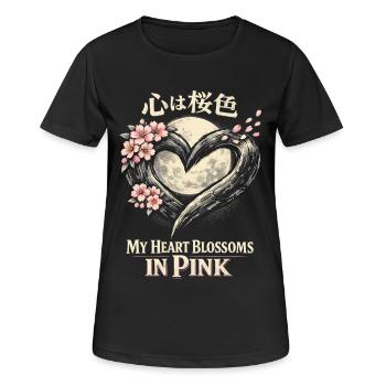 Fleurs de cerisier Sakura Fleurs de cerisier - T-shirt respirant Femme - noir - Devant - AI Model Female 172 light (172cm)