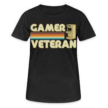 Gamer vétéran  - T-shirt respirant Femme - noir - Devant - AI Model Female 172 light (172cm)