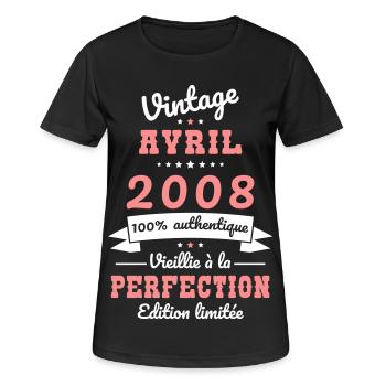 18. Geburtstag – Vintage – April 2008 - Frauen T-Shirt atmungsaktiv - Schwarz - Vorne - AI Model Female 172 light (172cm)