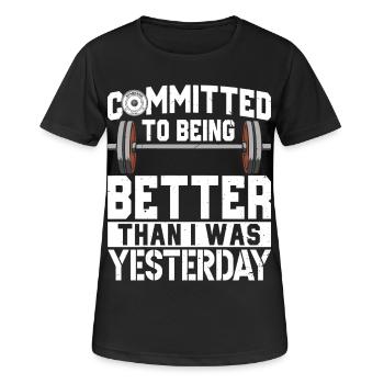 Dedicated gym lover who - Women's Breathable T-Shirt - black - Front - AI Model Female 172 light (172cm)