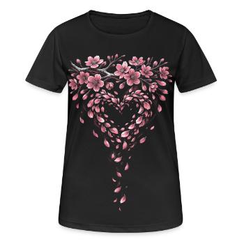 Fleurs de cerisier Sakura Fleurs de cerisier - T-shirt respirant Femme - noir - Devant - AI Model Female 172 light (172cm)