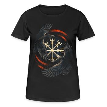 Skandinavisch Wikinger Raben - Frauen T-Shirt atmungsaktiv - Schwarz - Vorne - AI Model Female 172 light (172cm)