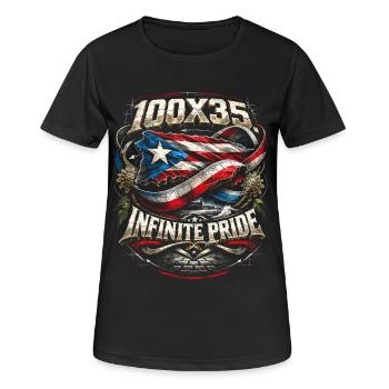 Porto Rico Boricua 100x35 Infinite Pride - T-shirt respirant Femme - noir - Devant - AI Model Female 172 light (172cm)
